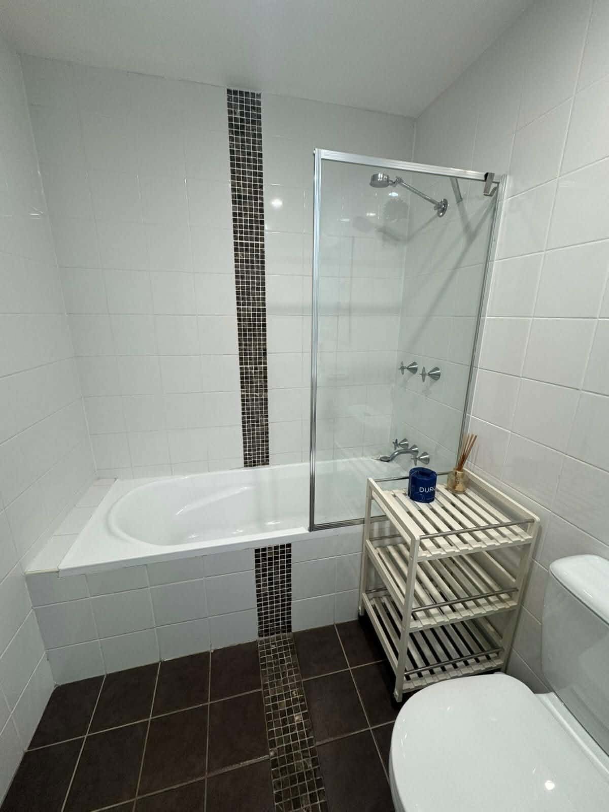 Bathroom, bath and shower screen cleaned during a regular home clean
